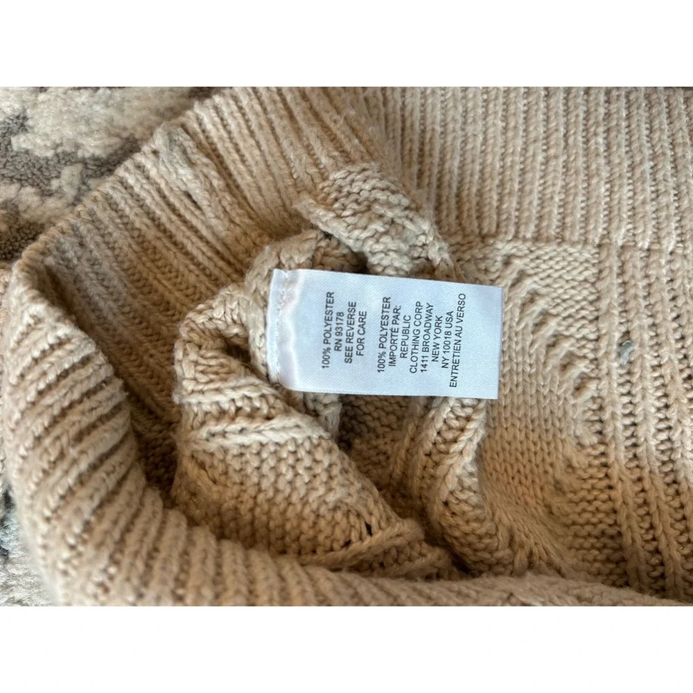 NWT Elie Tahari cowl‎ neck cable knit cream beige sweater Medium